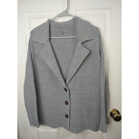 Absolutely Famous Woman M Cardigan Grey Sweater Rib Long Sleeve Cabin Core... - Picture 1 of 10